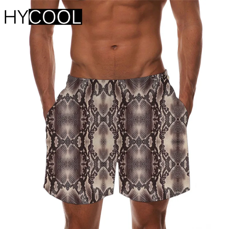 HYCOOL Ретро стиль змеиная кожа питона принт мужские плавки летние дышащие