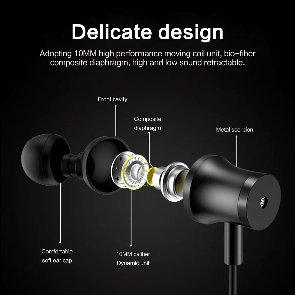 Проводные наушники с тяжелыми басами стерео микрофоном спортивные для Xiaomi iPhone 3 5