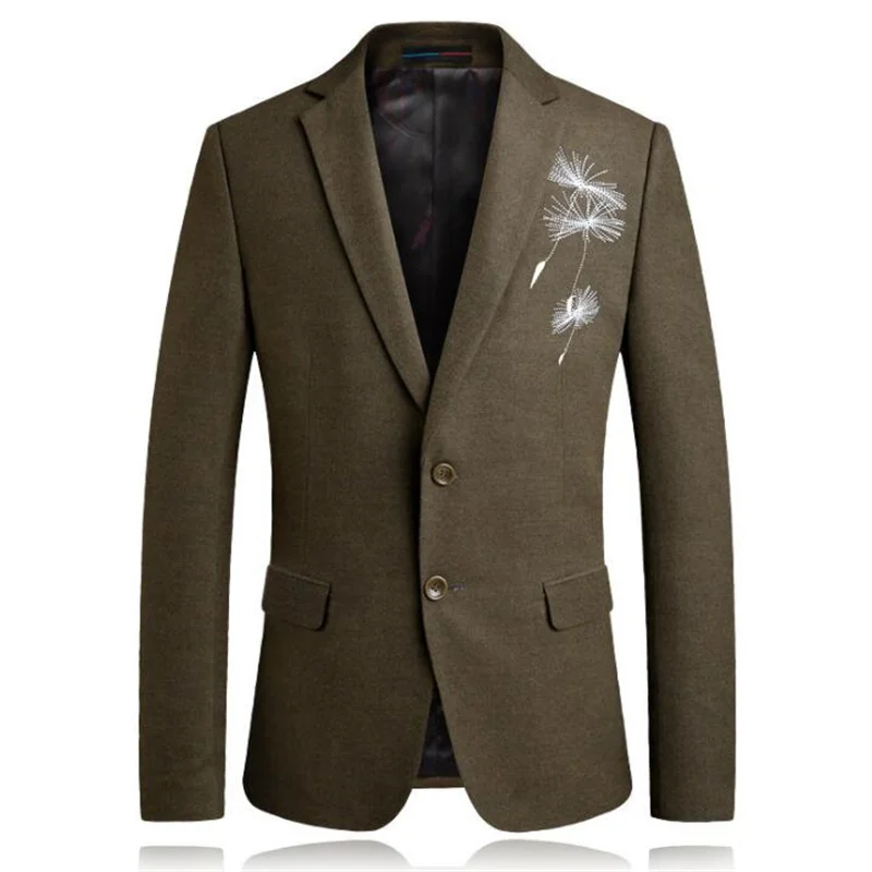 Dandelion embroidery suit mens jacket spring and autumn fashion casual blazers trajes para hombre terno jaquetas кастюмы мужской