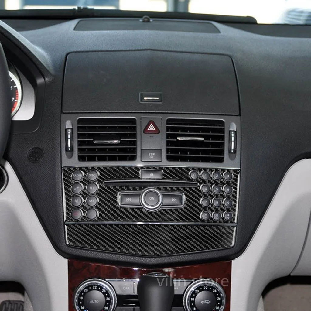 

Наклейки для салона автомобиля из углеродного волокна, наклейки для кондиционера, CD панель управления, наклейки для Mercedes C Class W204 2007-2010