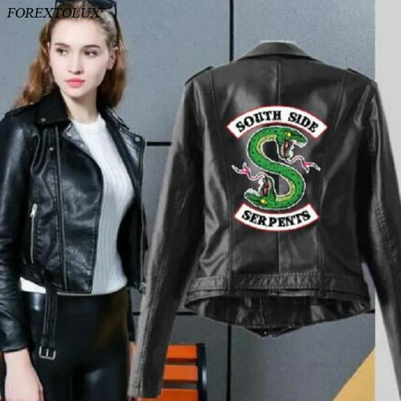 Женская куртка с поясом Riverdale из искусственной кожи на молнии цвет в