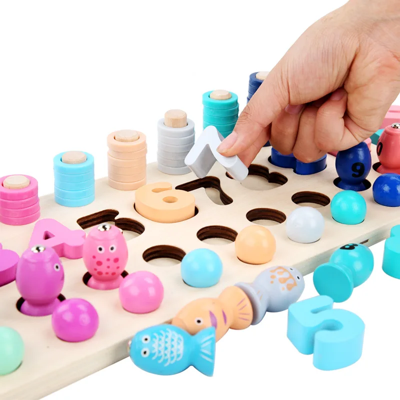 Деревянный цифровой номер в форме пары со строительными блоками детская игрушка