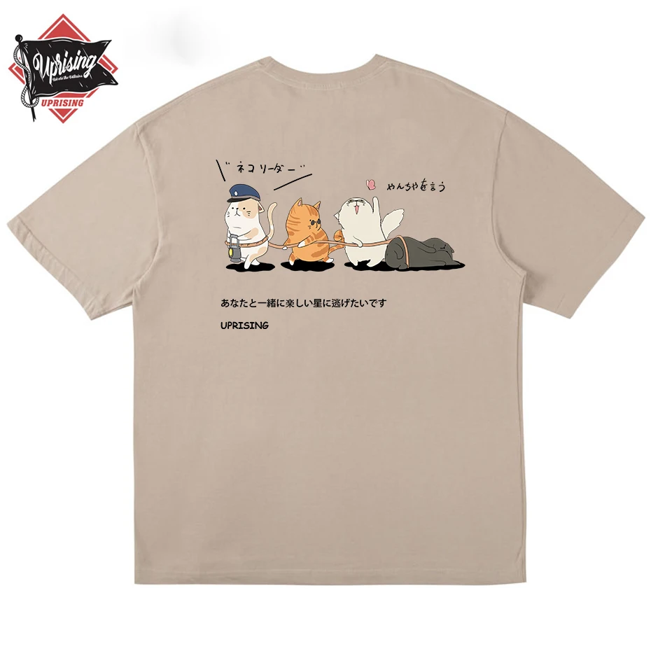 Футболка мужская хлопковая в стиле хип-хоп с принтом виде забавного кота - купить