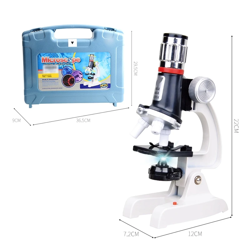 

Children Alloy Hd 1200X Microscope Kit Science Experiment Aid Toy School Laboratory Equipment with Mobile Phone Holder