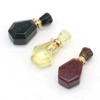 natural stone gem hexagon geometry perfume essential oil bottle pendant hamdmade crafts diy jewelry necklace gift making 20x35mm