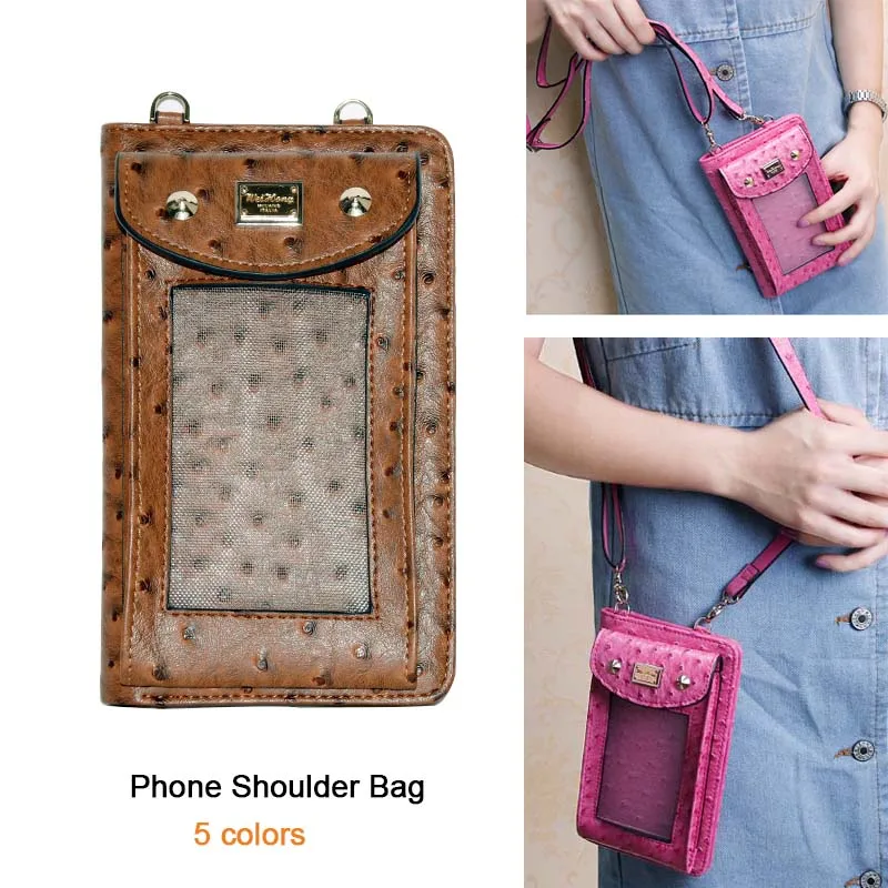 Многофункциональный Женский кошелек для страусиных карт сумка на шею через