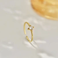 s925 four pointed star zircon ring star simple design sense opening adjustable size ring 2021 new style
