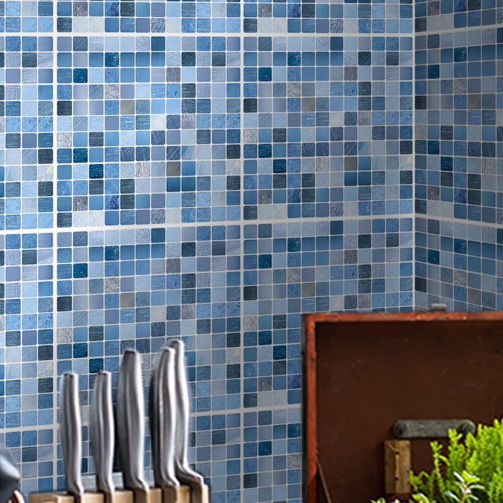 

Funlife® Light Blue Metallic Mosaic Wall Sticker Self-Adhesive Easy to Clean Waterproof Tile Sticker for Kitchen Bathroom Floor