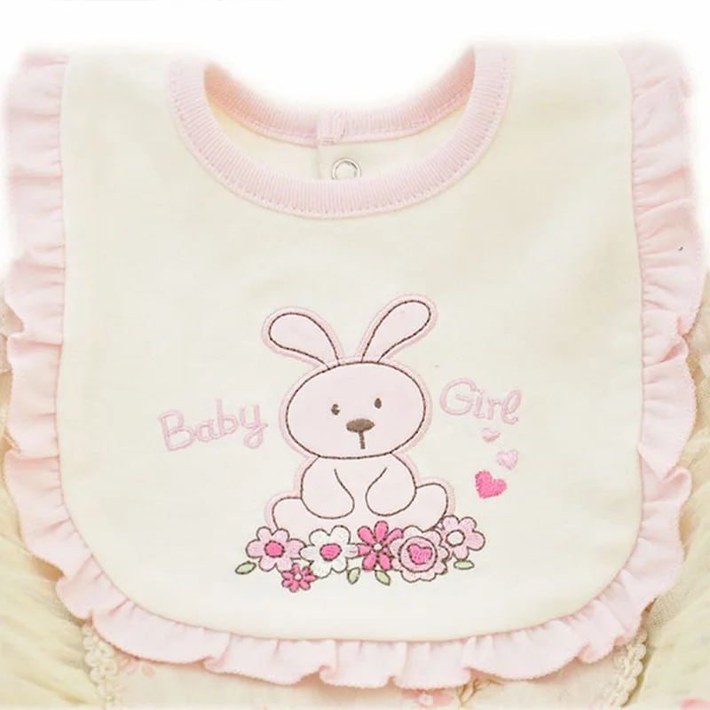 Baberos de algod&oacute;n de doble capa para beb&eacute;, toalla de Saliva de encaje rosa, ropa de eructo para ni&ntilde;a y ni&ntilde;o, Babador de alimentaci&oacute;n para beb&eacute;-1