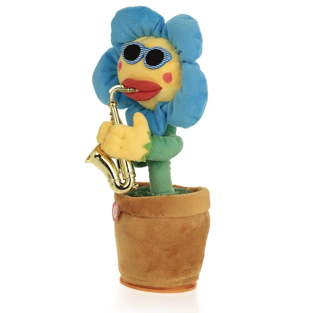 Пение и танцы цветок чарующий Подсолнух с саксофоном танцующий мягкая плюшевая