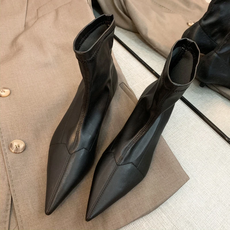 Демисезонные женские ботинки челси на высоком каблуке ботильоны ручной работы