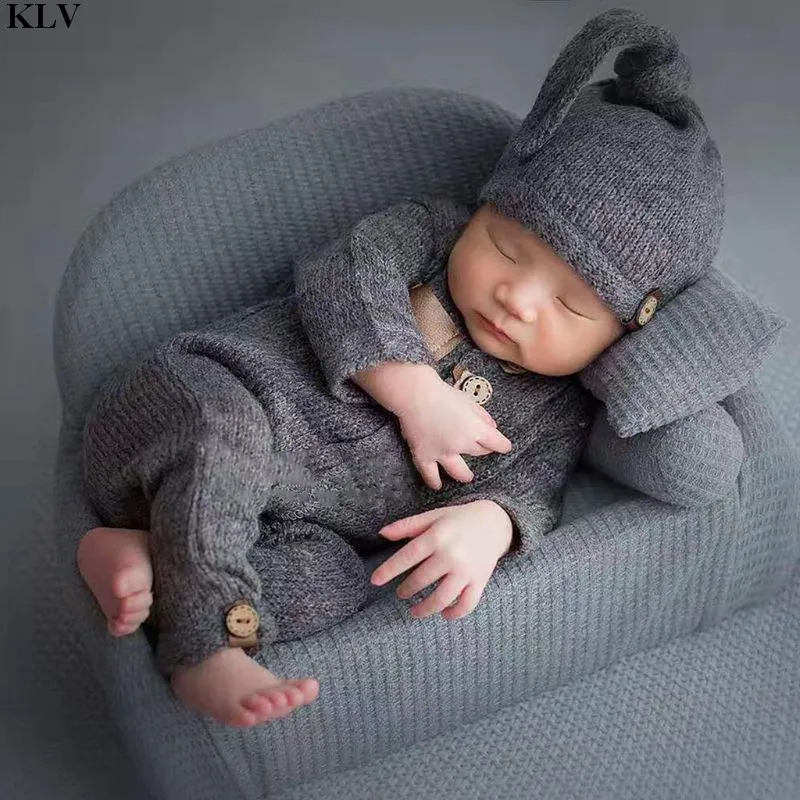 

3 Pcs/set New Newborn Photography Props Suit Baby Boys Girls Clothes Hat Jumpsuits Long Sleeve Bodysuit Rompers Accessories