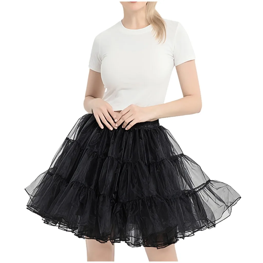 

Women's fashion elastic high waist all-match net yarn ladies pleated tutu adult high quality ballet tutu dancing tutu skirt