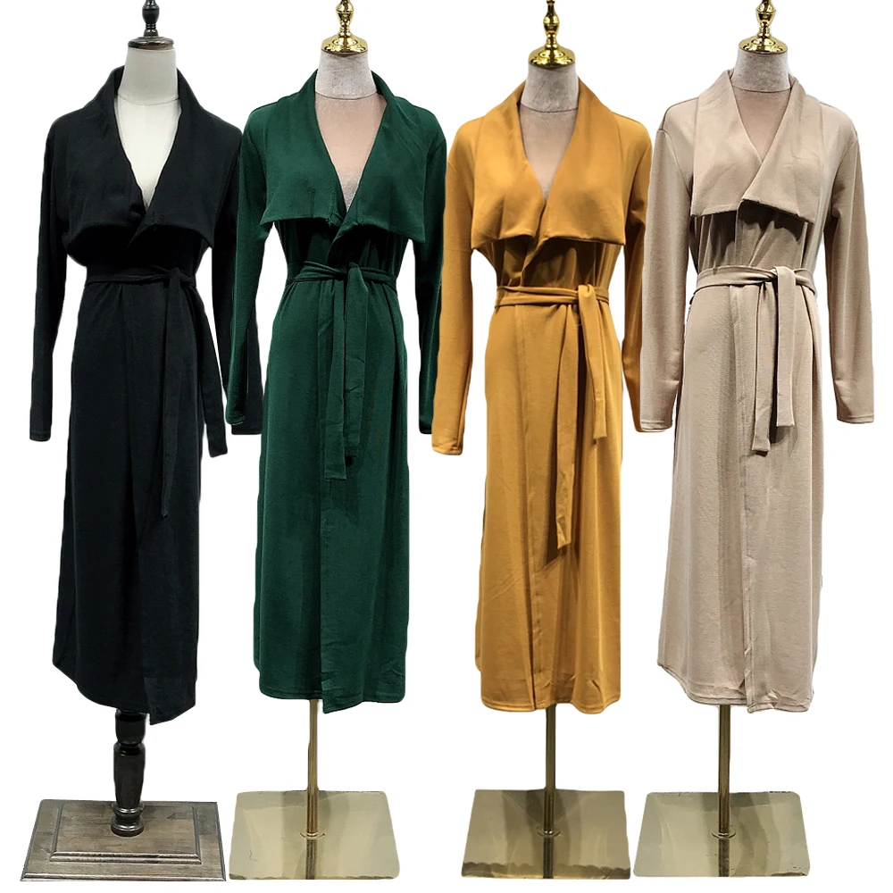 

Muslim Women Open Abaya Knitted Lapel Cardigan Dress Long Kimono Coat Knit Jubah Middle East Islamic Clothing Turkish Outwear