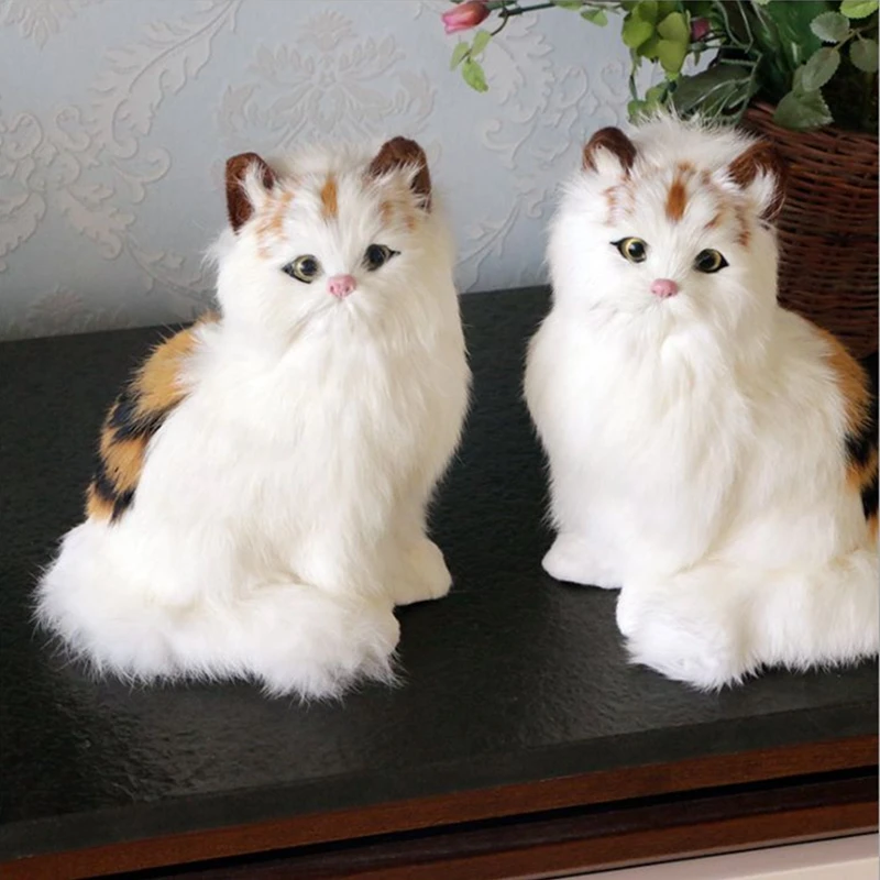 Моделирование кошка игрушка животных мини котенок МОДЕЛЬ мех ремесла украшения дома настольные украшения подарок 20x12 см DY80061