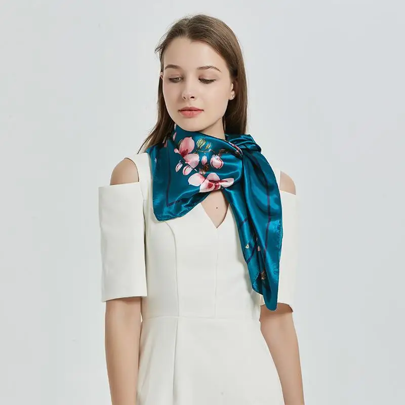 

BONJEAN 2019 Luxury Brand Silk Scarf New Summer Women Pink Print Scarf Beach Hijab Shawls and Wraps Female Foulard
