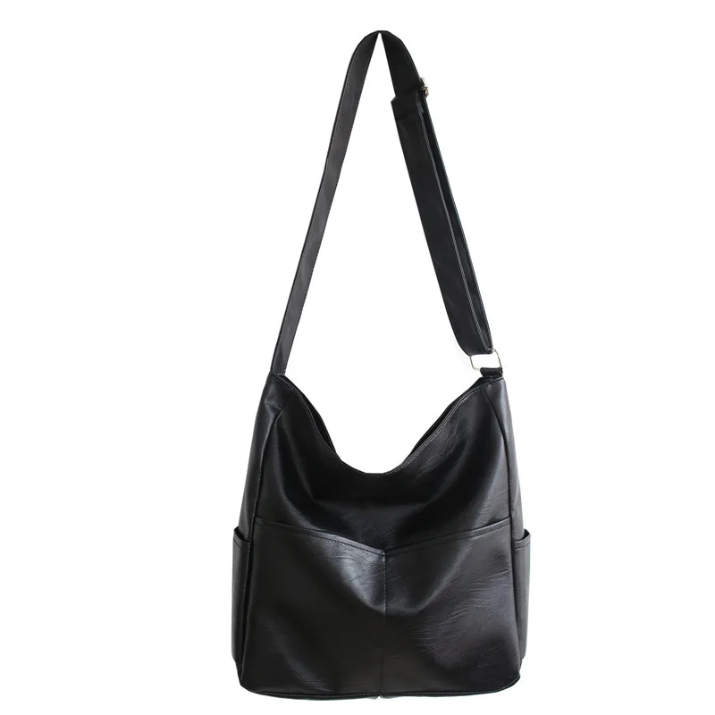 

Winter new tide brand simple PU waterproof ladies shoulder bag large capacity Korean version of the function men's messenger bag