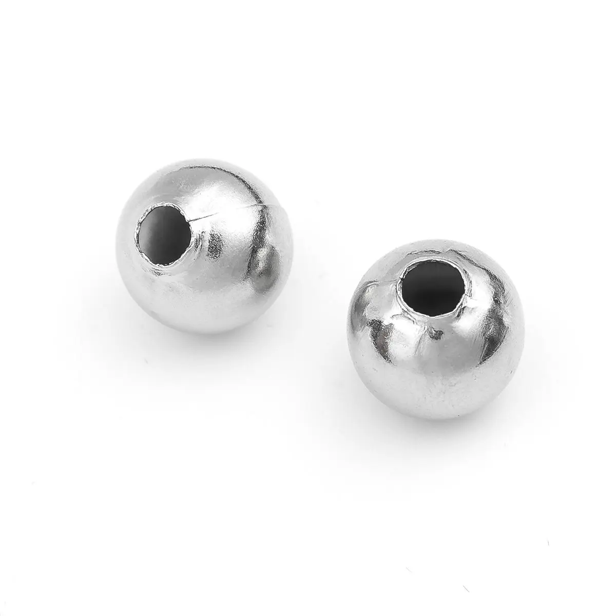 

304 Stainless Steel Beads Round Silver Color Hollow About 2.3mm Dia., Hole: Approx 0.9mm, 100 PCs