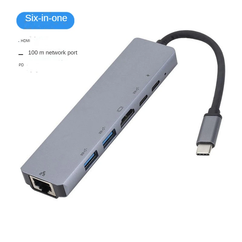 

6 In 1 HUB Adapter Thunderbolt 3 USB C To PD Charging HDMI-compatible 4K 30hz USB3.1 Micro SD/TF Card Reader for MacBook Pro