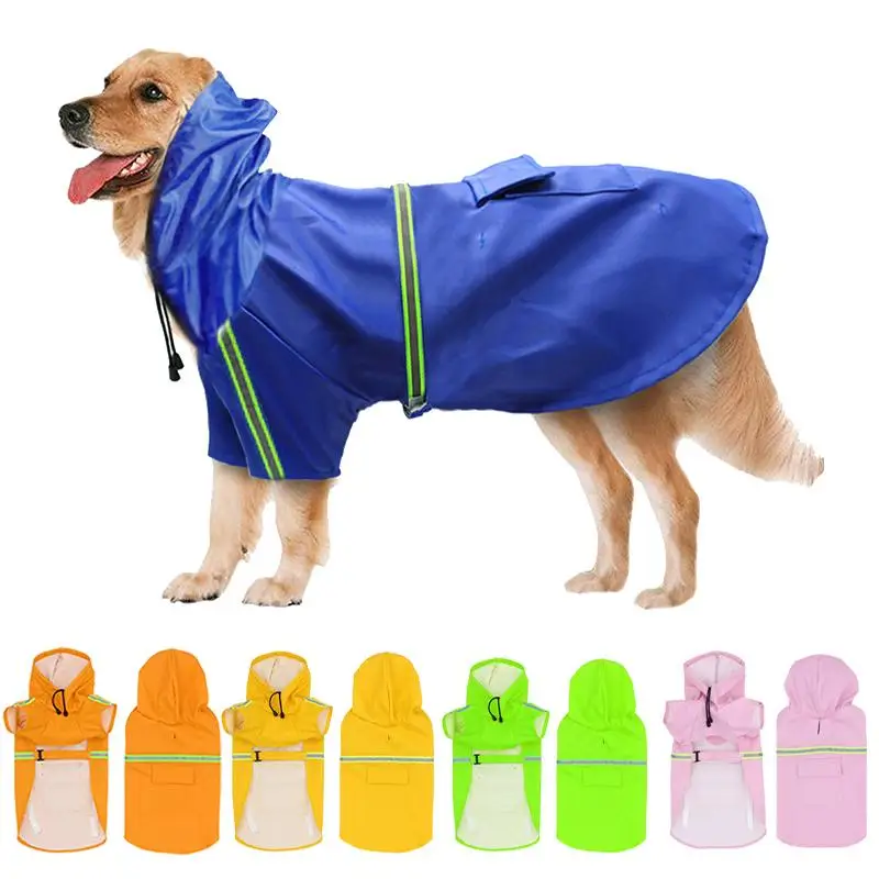 Pet Dog Waterproof Raincoat Reflective Pet Clothing for Small Dogs Jacket Large Dog Outdoor Hooded Clothes Pet Supplies S-5XL