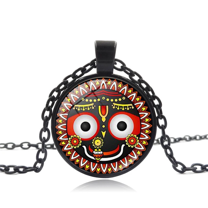Ожерелье с подвеской Lord Jagannath колье для йоги Om Puri инду Бог стеклянный кабошон