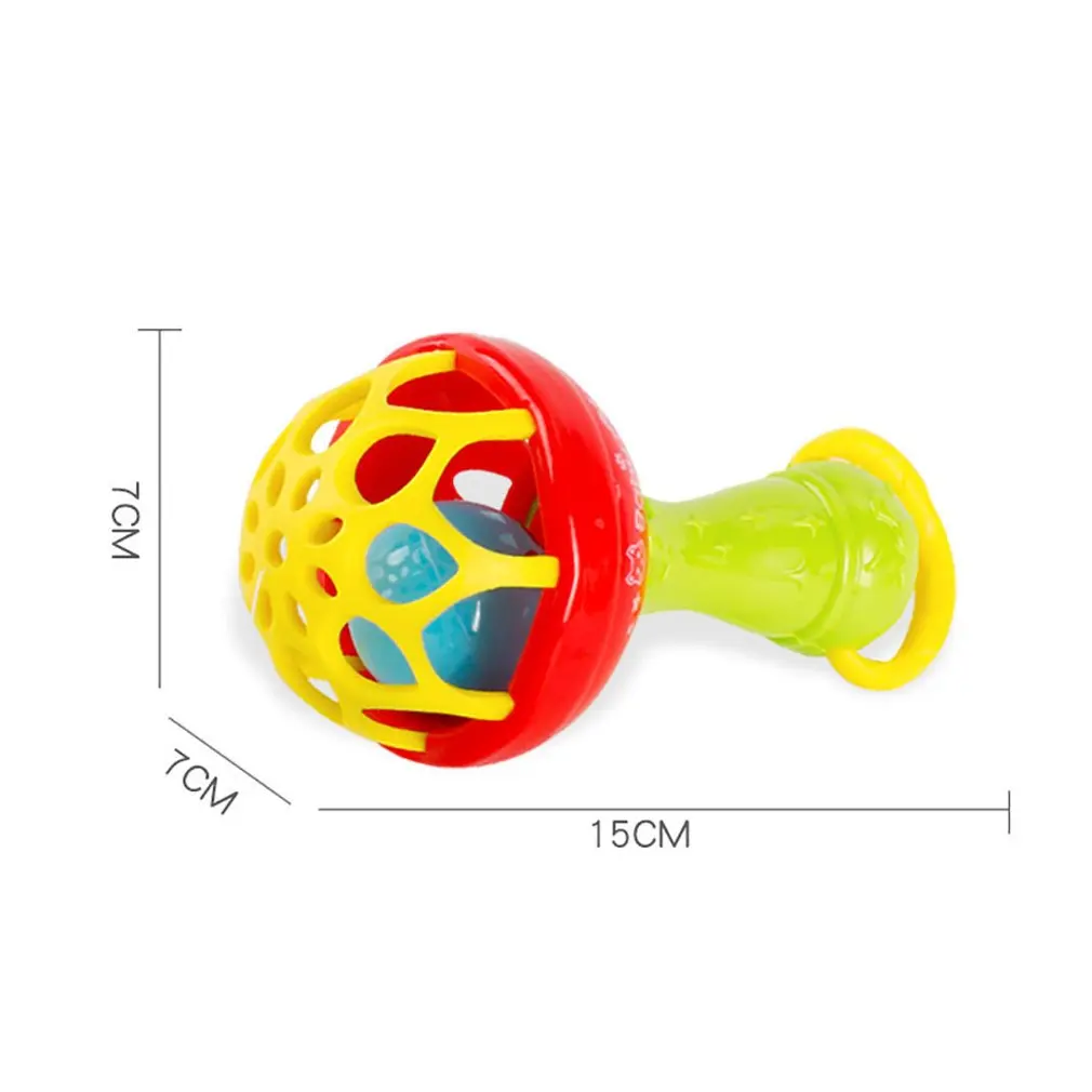 

Fun games baby soft rubber teether rattle rod multi-functional baby rattle stick with teether baby hand holding toy