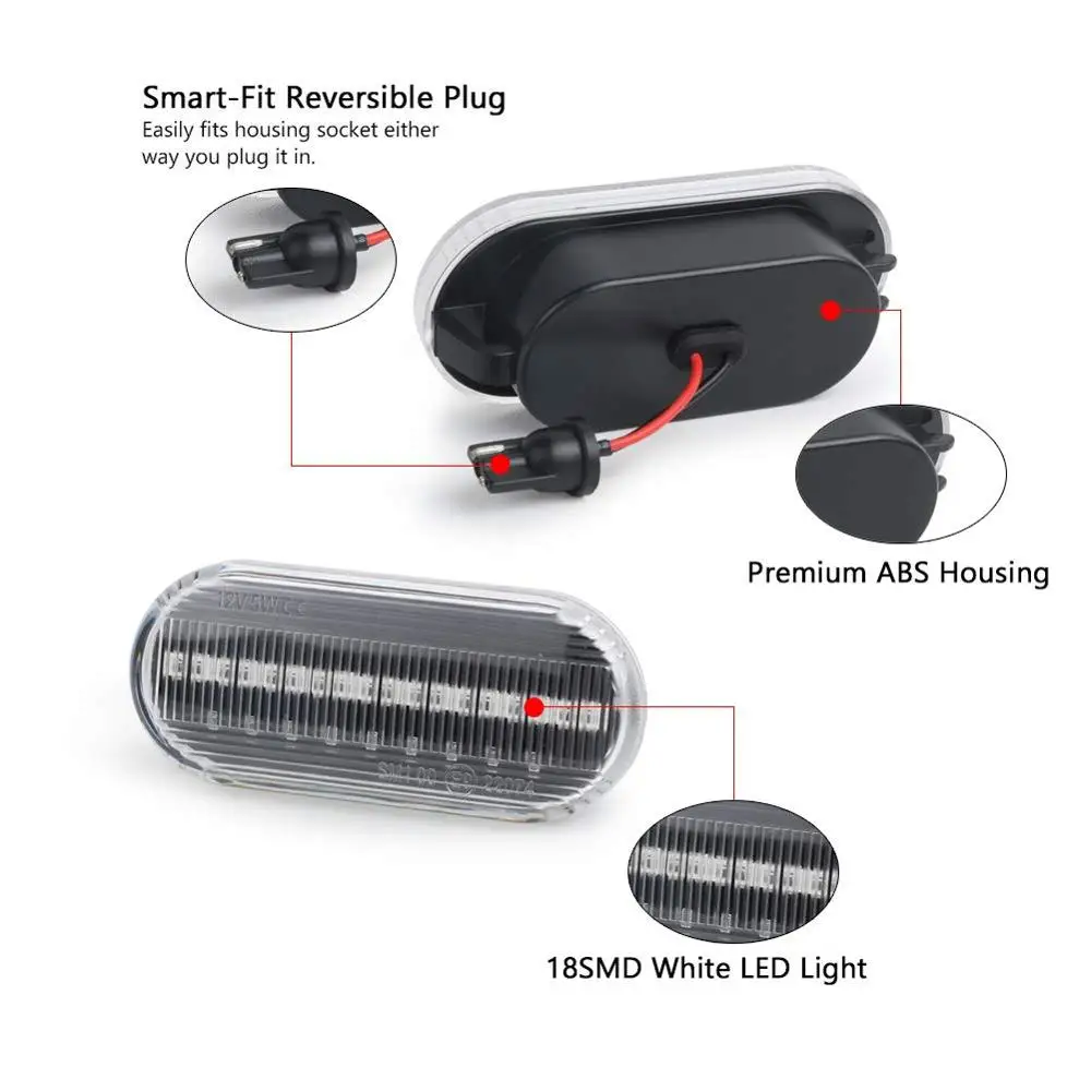2 шт. динамический дымчатый Янтарный светодиодный светильник с боковым маркером