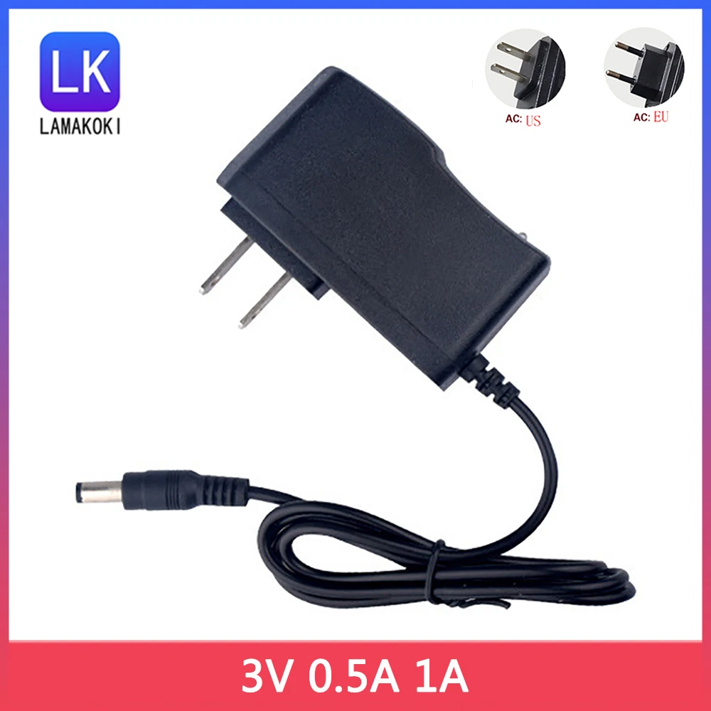 

Free shipping AC/DC Adapter DC 3V 1A 1000ma AC 100-240V Converter Adapter,3V1A Charger Power Supply EU Plug DC 3.5*1.35mm