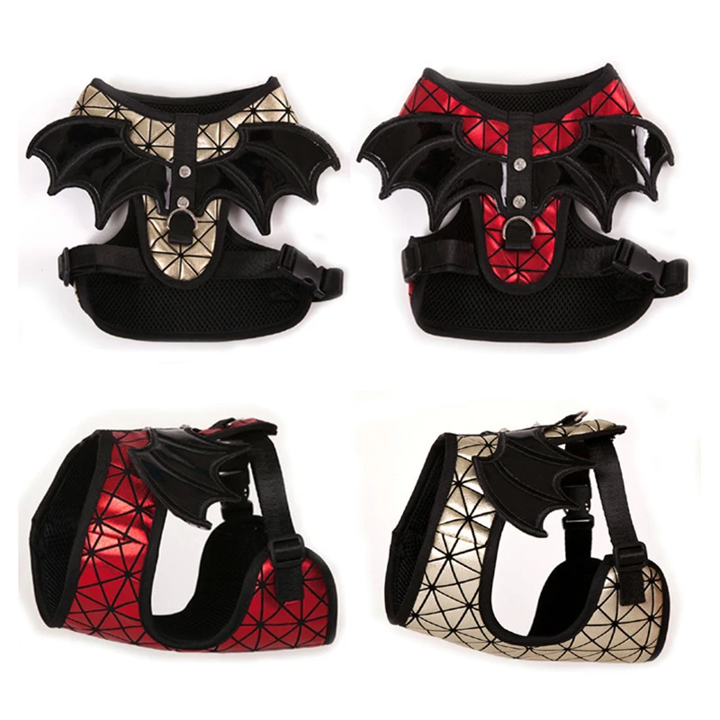 Шлейка для собак с золотым Драконом ошейник крыльями дьявола костюмы маленьких