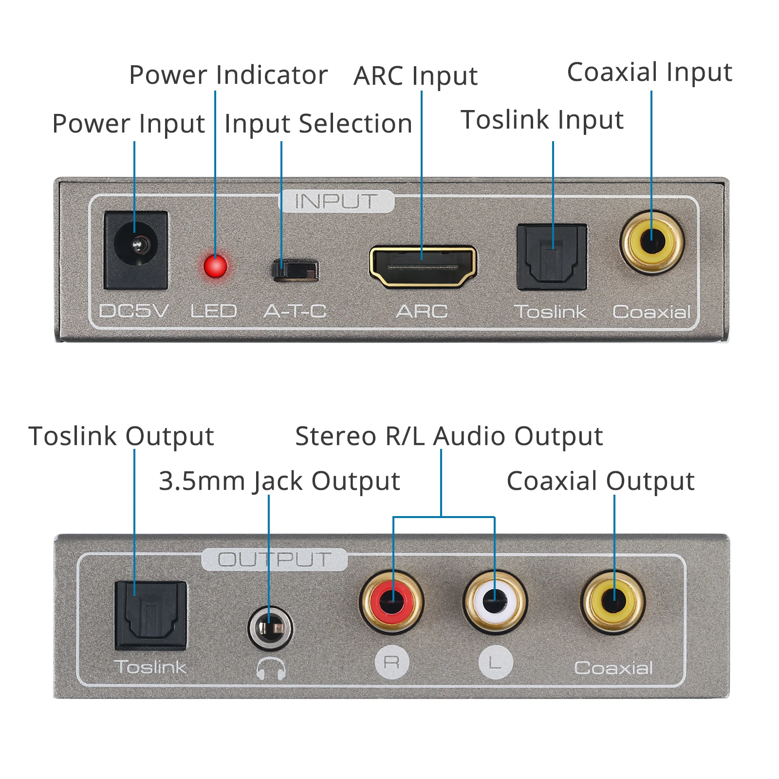 192K DAC цифровой аналоговый аудио конвертер HDMI ARC экстрактор Toslink оптический