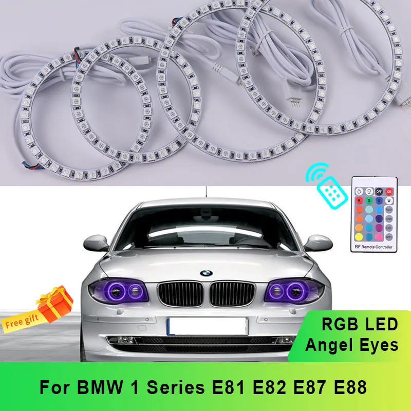 

Xenon Headlight For BMW 1 Series E81 E82 E88 E87 2004-2012 LED Angel Eyes Multi-Color RGB Halo Rings Light kits Remote Control