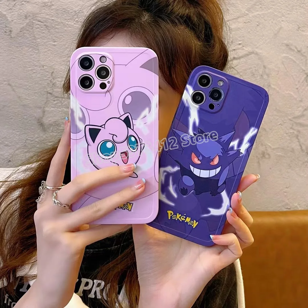 Cartoon Anime Pokemon Mobile Phone Case for Ipone 13pro 12promax Apple 7 8plus Soft XR 11 Pikachu Gengar phone accessories | Дом и сад