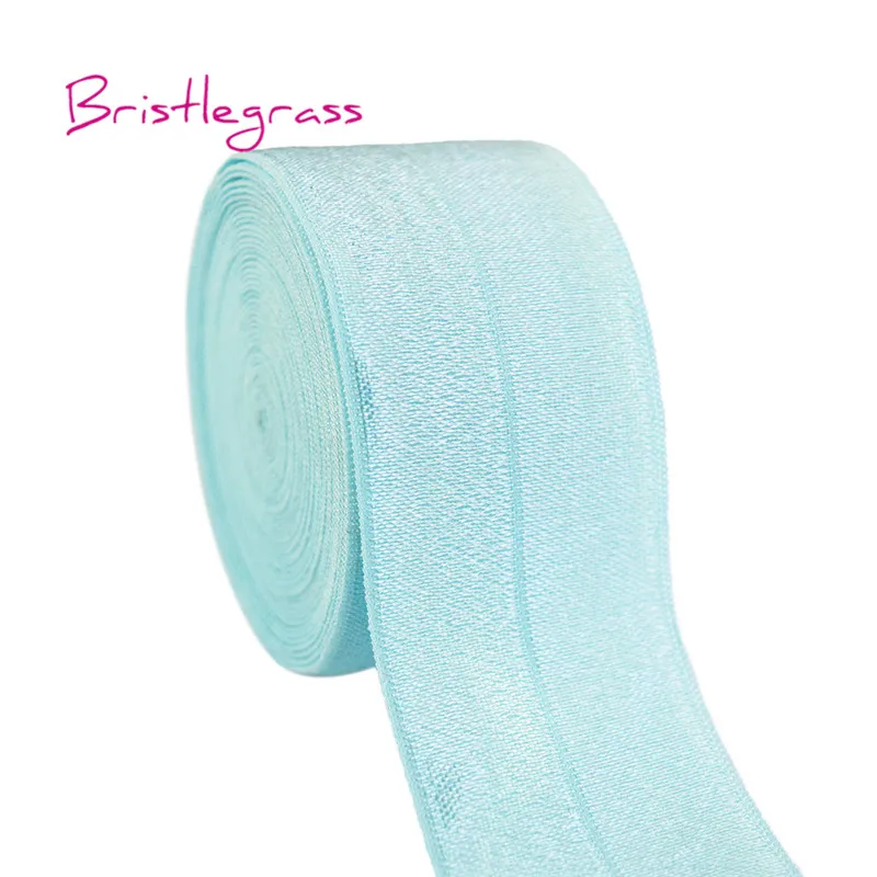 Blue Topaz BRISTLEGRASS 5 ярдов 1-1/" 40 мм Блестящий враг складной эластичный спандекс атласная лента для волос галстук платье с повязкой кружевной отделкой DIY шитье ремесло - Цвет: Blue Topaz
