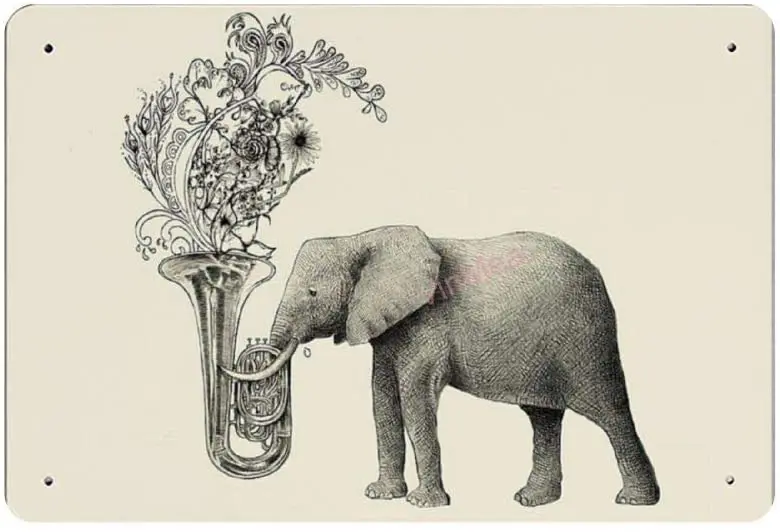 

Bit SIGNSHM Tuba Addicts Floral Elephant Retro Metal Tin Sign Plaque Poster Wall Decor Art Shabby Chic Gift Suitable 12x8 Inch