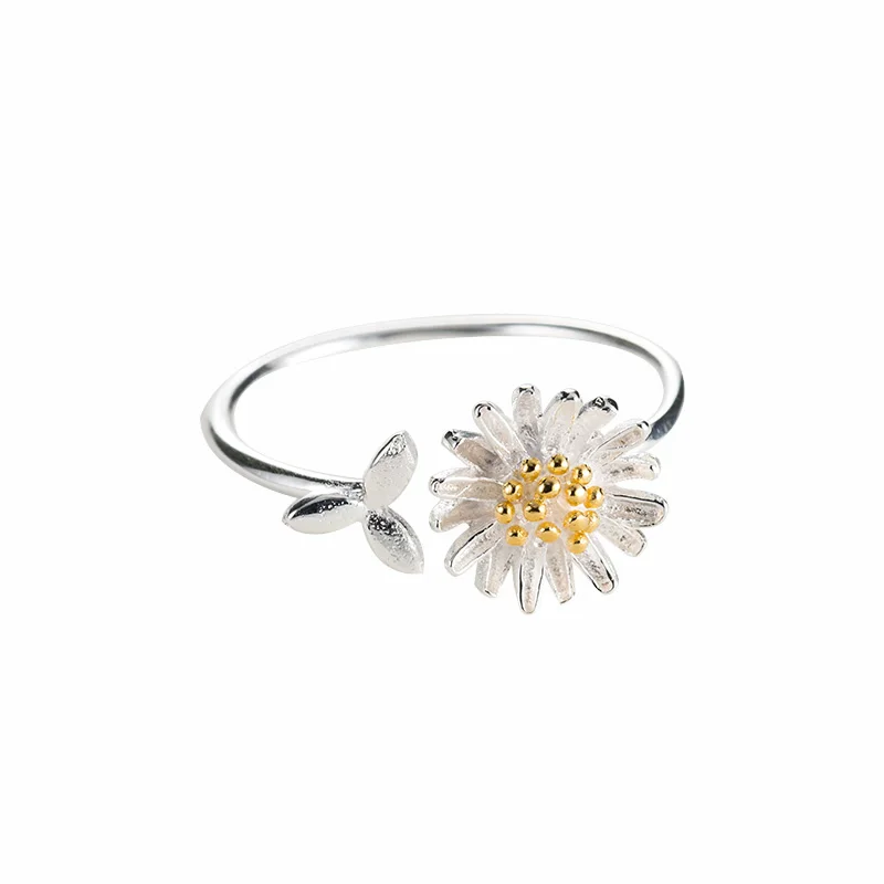 New Arrivals 925 Sterling Silver Chrysanthemum  Rings for Women Adjustable Size Ring Fashion sterling-silver-jewelry