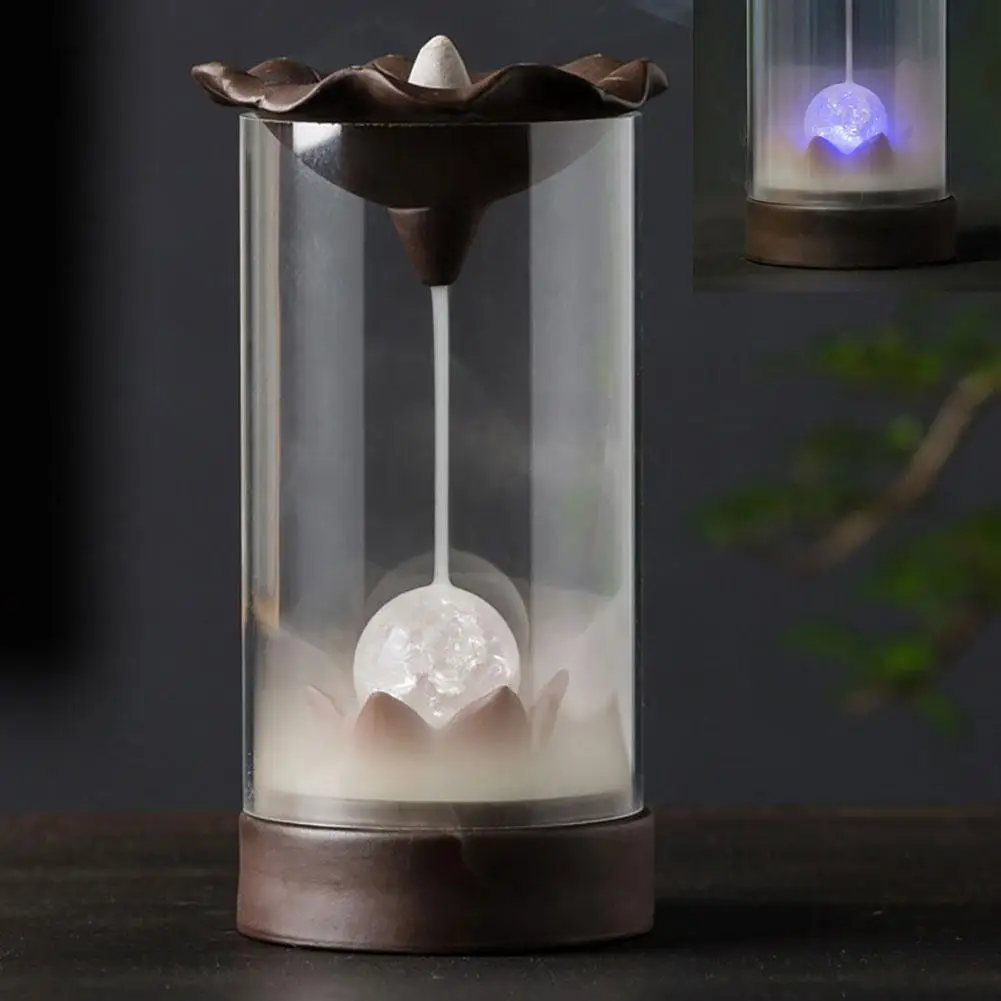 

Lotus Leaf Light Ball Acrylic Cover Incense Burners Backflow Censer Ornament