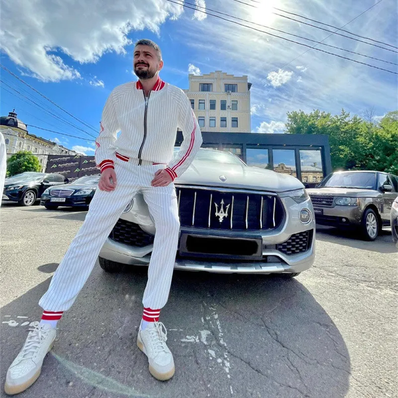 Костюм спортивный мужской на молнии свитшот куртка для тренировок в полоску