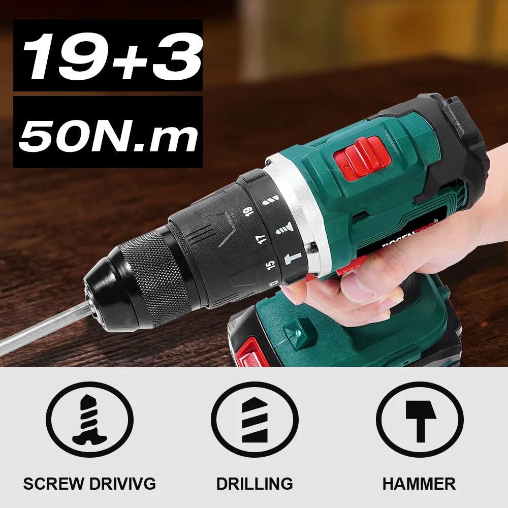 POSENPRO Brushless Rotary Hammer Electric Drill 20V Cordless 1.7J SDS PLUS Drilling Steel Concrete Wood | Инструменты