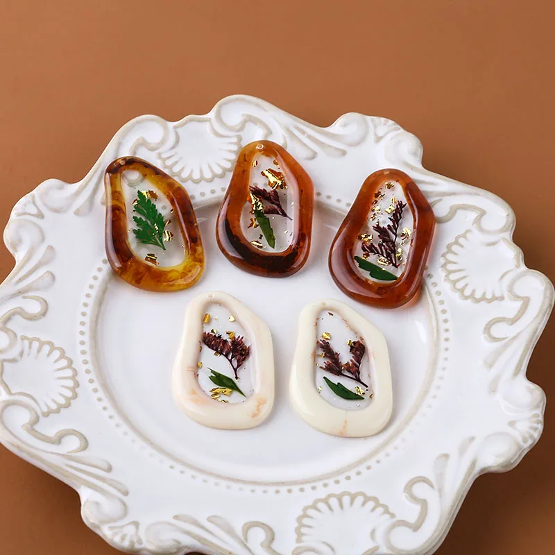 

Retro Epoxy Gold Foil Leaves Eternal Flower Dried Flower Geometric Pendant DIY Handmade Jewelry Earring Material Fitting 2pcs