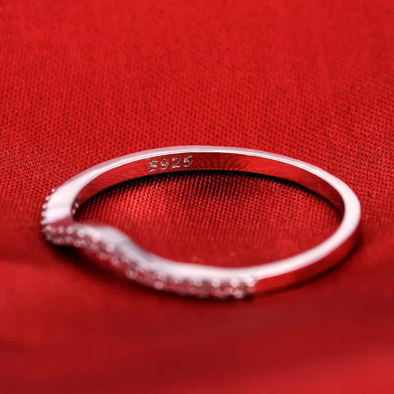 

Real 925 Sterling Silver band eternity Rings For Women Ring Wedding Engagement Jewelry finger pinky Women personalized R235A