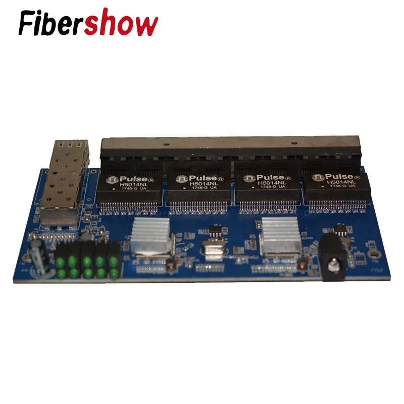 Гигабитный Ethernet коммутатор 10/100/1000 M 8 RJ45 1 Sfp волоконно-оптический медиаконвертер одномодовый PCB