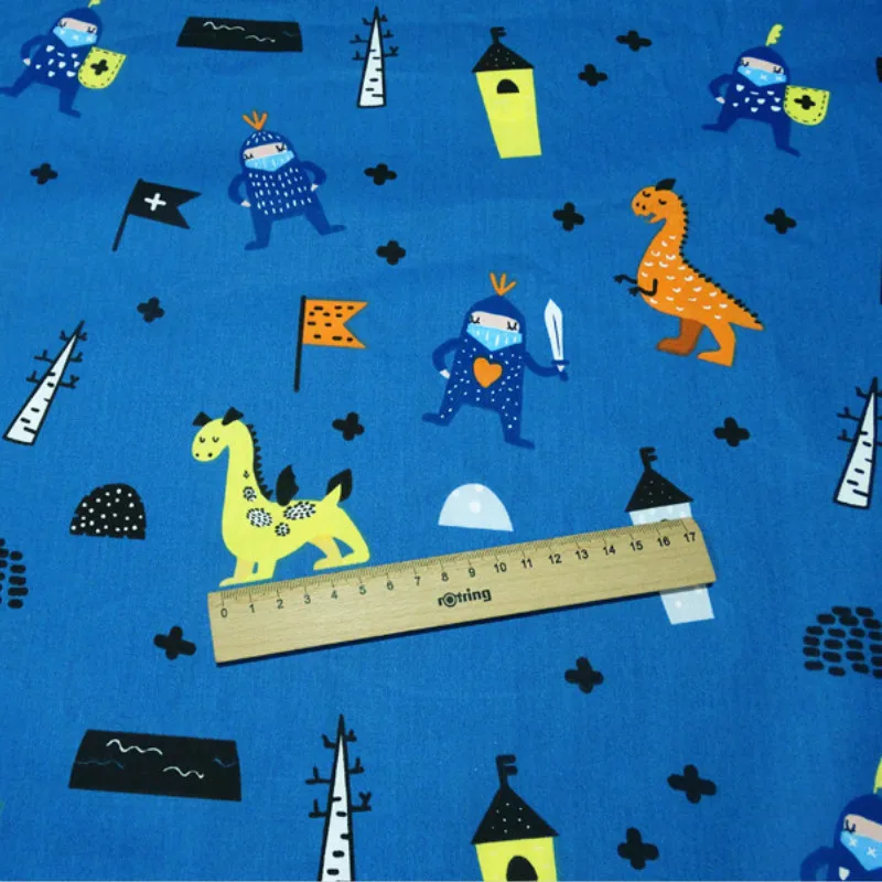 Хлопчатобумажная саржевая ткань Dinasour с принтом Лоскутная ручной работы сделай