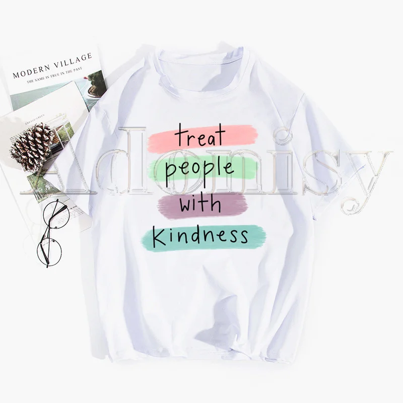 

TREAT PEOPLE WITH KINDNESS Harajuku Man T Shirts Tees Shirt Tops Design Short-Sleeved Aesthetic Anime T Shirt
