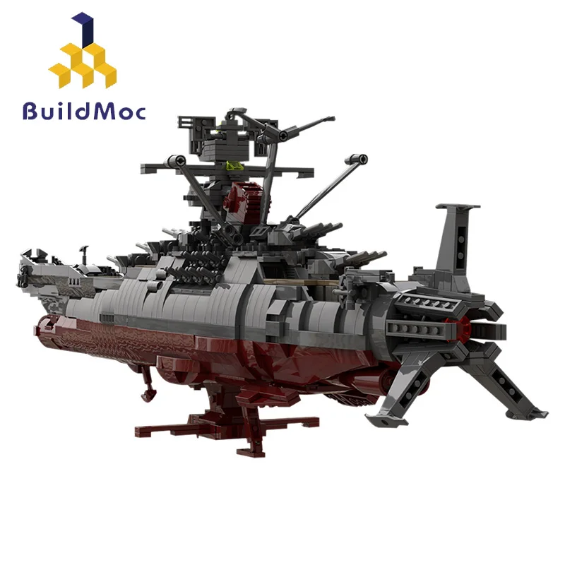 

Buildmoc MOC-31693 классический анимационный космический батарейный корабль Yamato, знаменитый военное оружие, модель корабля, строительные блоки, де...
