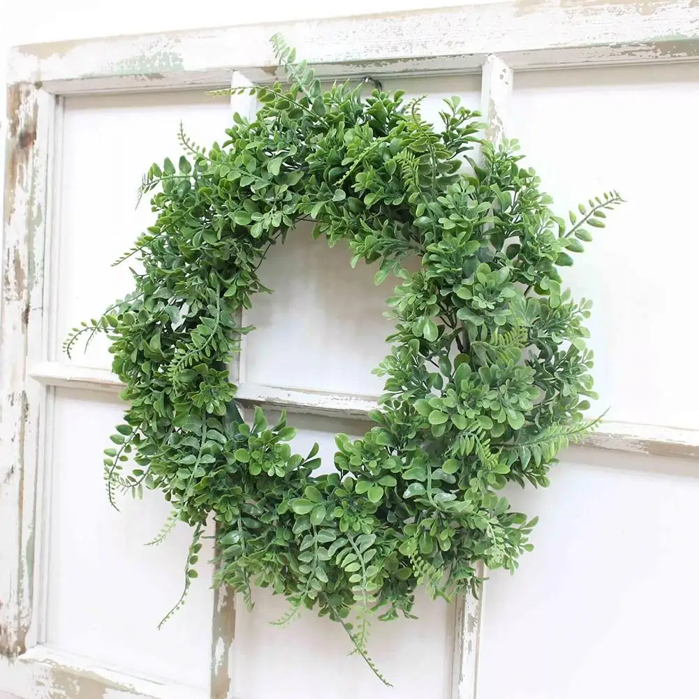 40 см Искусственный венок с зелеными папоротниками из искусственного пластика