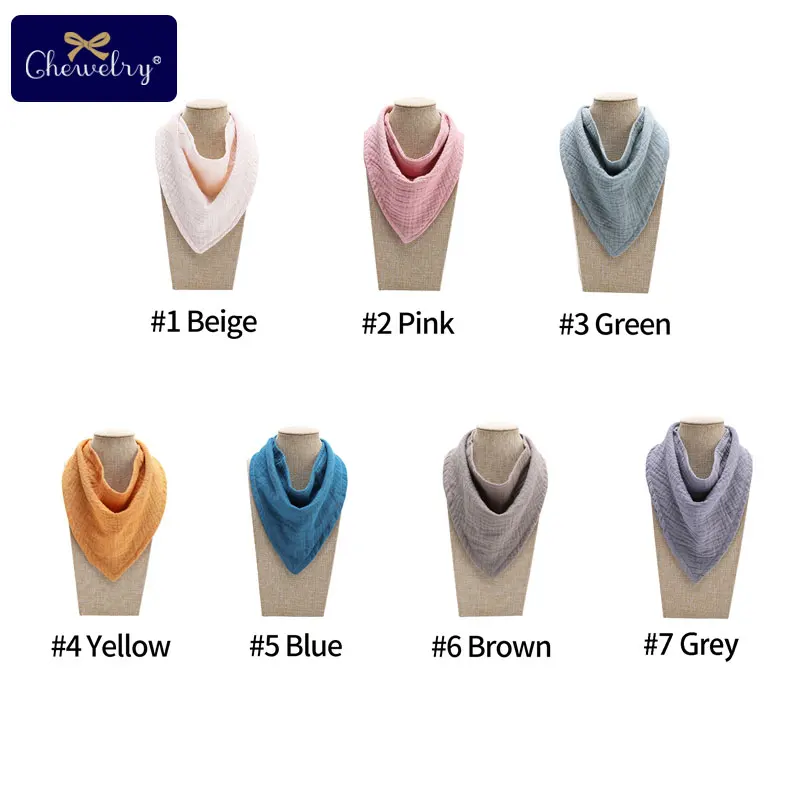 Let's Make Baby Bib Cotton Accessories Newborn Wholesale 1pc Solid Color Snap Button Soft Triangle Towel Feeding Drool Bibs | Детская