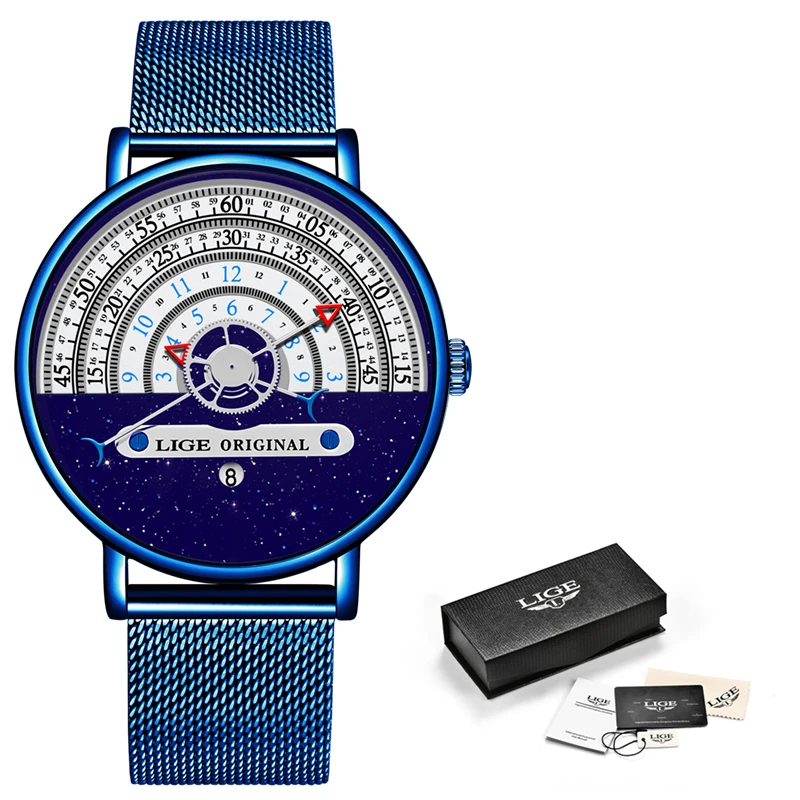 

Mens Watches Top Brand Luxury LIGE Business Watch Men Chronograph Full Steel Waterproof Analog Quartz Wristwatch Male Clock+Box