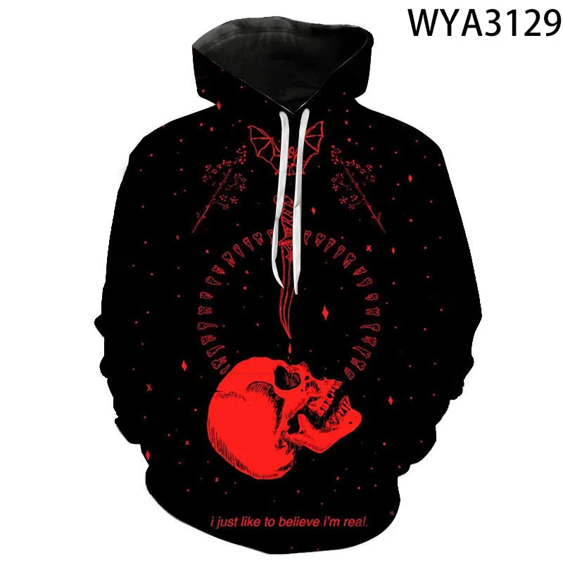 

Streetwear Skull Gothic 3D Printed Men Sweatshirts Long Sleeve Fashion Autumn Children Clothes Spring Pullover Women Hoodie