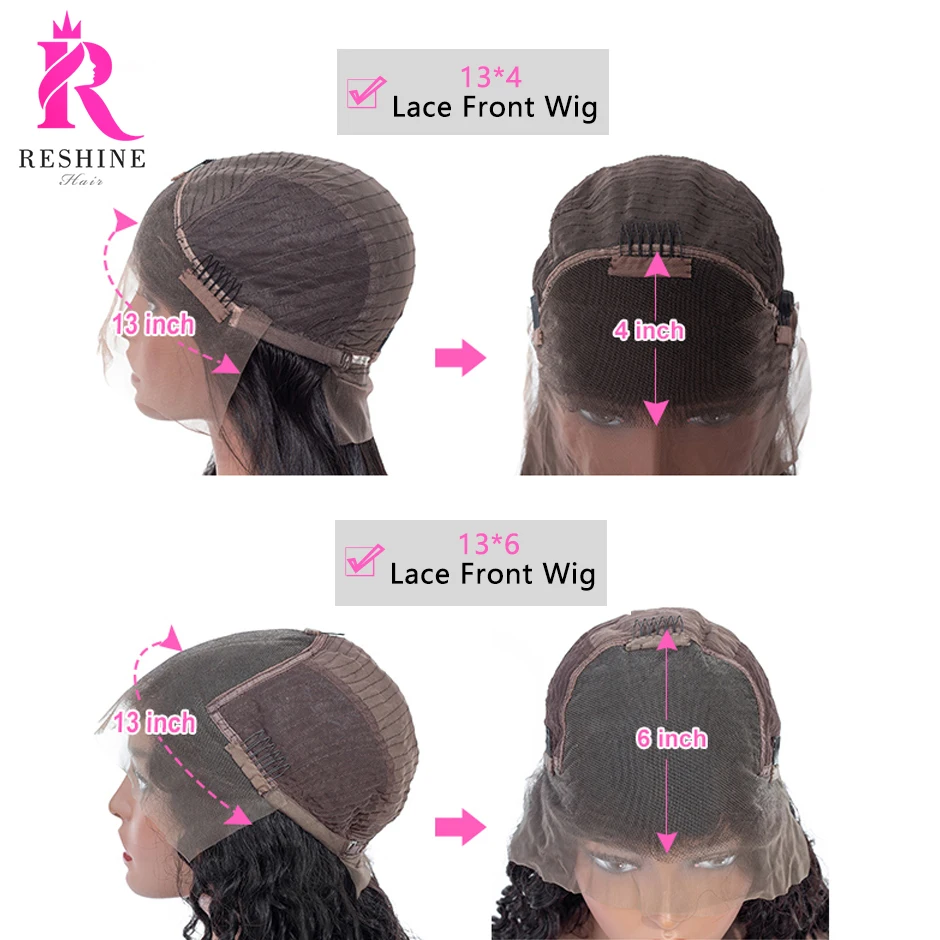 

RESHINE 13x4 Deep Curly Human Hair Wigs 180% Deep Wave Lace Frontal Wig Preplucked 13x6 Transparent Lace Wigs With Baby Hair