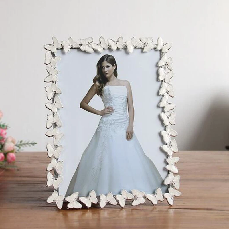 6inch 7inch Metal Butterfly Photo Frame Wedding Bride Photo Decorated Frame Desktop Ornaments Gift for Friend